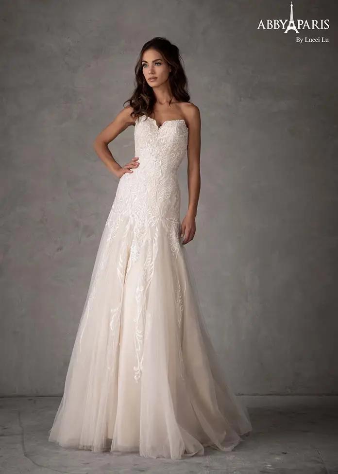Model wearing a Lucci Lu Abby Paris bridal gown