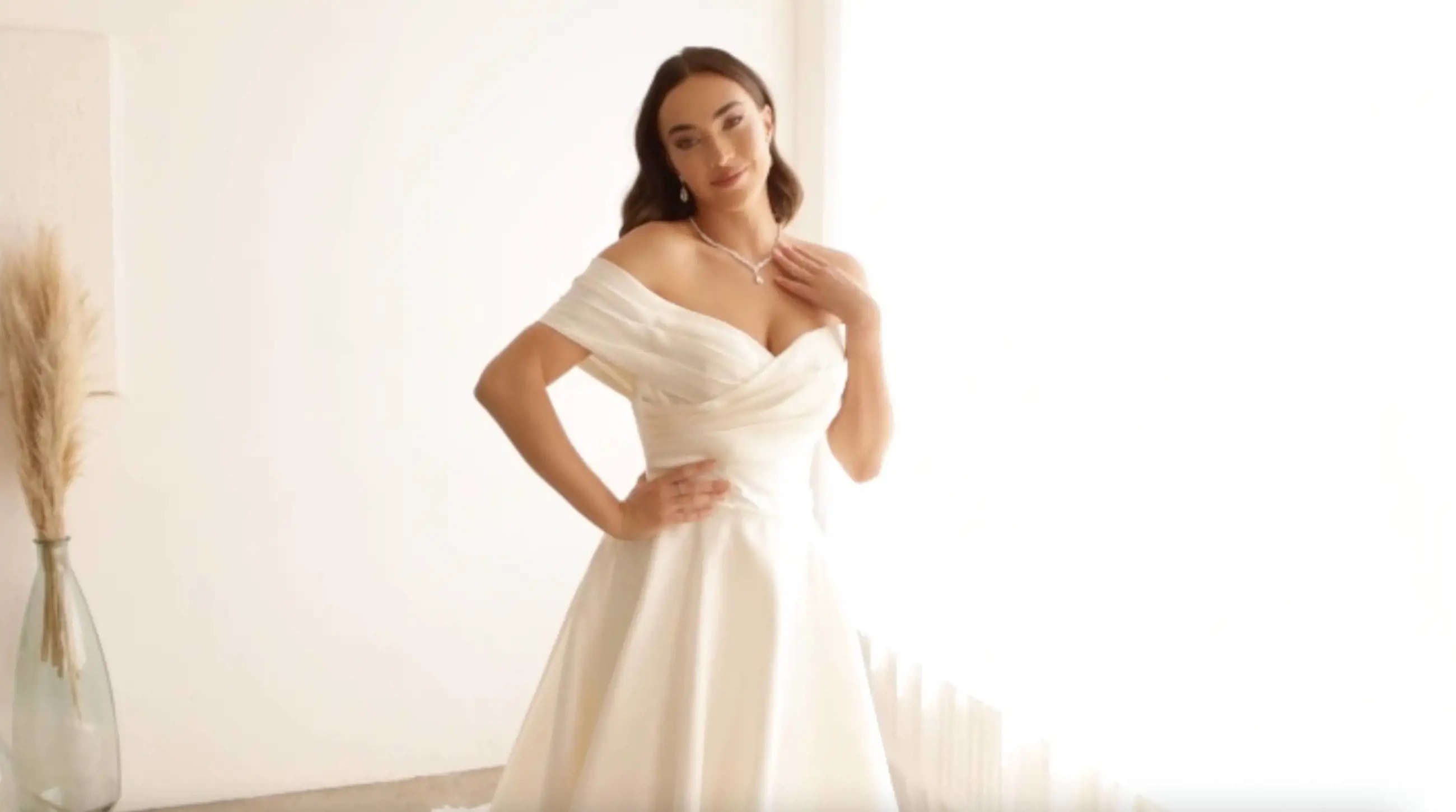 Model wearing wedding dress