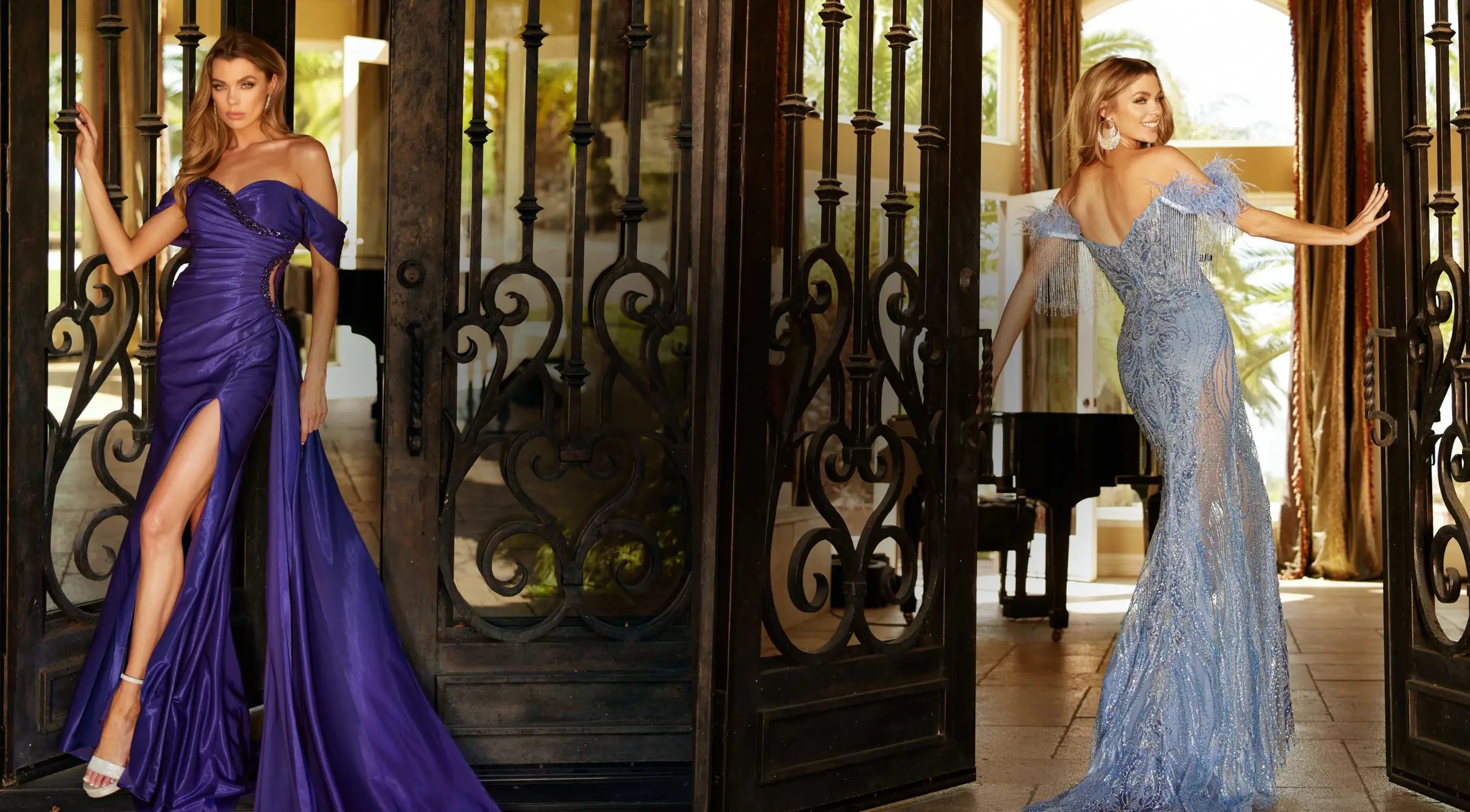 Models wearing Purple(Left) and Blue(Right) Banner Desktop